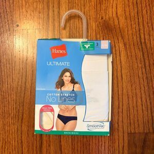 HANES ULTIMATE Cotton Stretch No Lines Bikini 3-Pack White Size 6/M